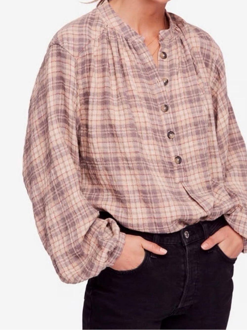 Free People Northern Bound Plaid Blouse